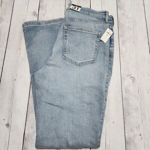 NWT GAP size 12 Regular '70s Flare High Rise Light washed ripped jeans.